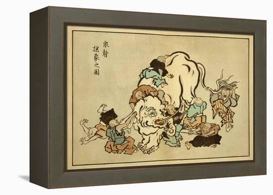 Blind Monks Examining an Elephant-Itcho Hanabusa-Framed Stretched Canvas