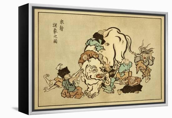 Blind Monks Examining an Elephant-Itcho Hanabusa-Framed Stretched Canvas