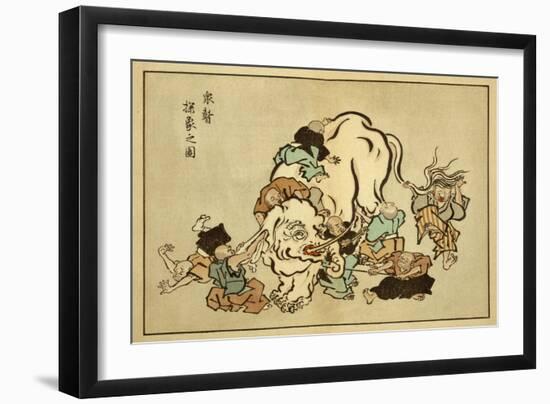 Blind Monks Examining an Elephant-Itcho Hanabusa-Framed Art Print