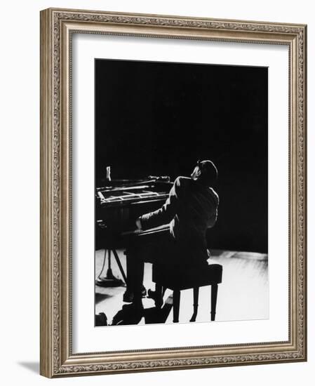 Blind Singer and Jazz Pianist Ray Charles Performing in Concert at Carnegie Hall-Bill Ray-Framed Premium Photographic Print