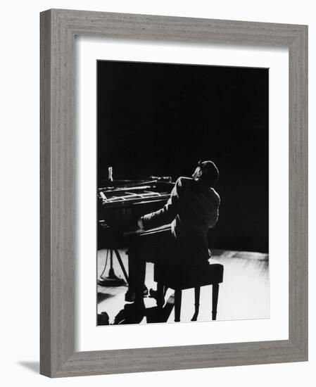 Blind Singer and Jazz Pianist Ray Charles Performing in Concert at Carnegie Hall-Bill Ray-Framed Premium Photographic Print