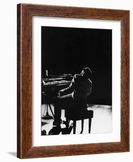 Blind Singer and Jazz Pianist Ray Charles Performing in Concert at Carnegie Hall-Bill Ray-Framed Premium Photographic Print