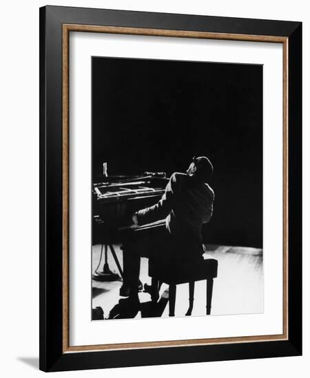 Blind Singer and Jazz Pianist Ray Charles Performing in Concert at Carnegie Hall-Bill Ray-Framed Premium Photographic Print