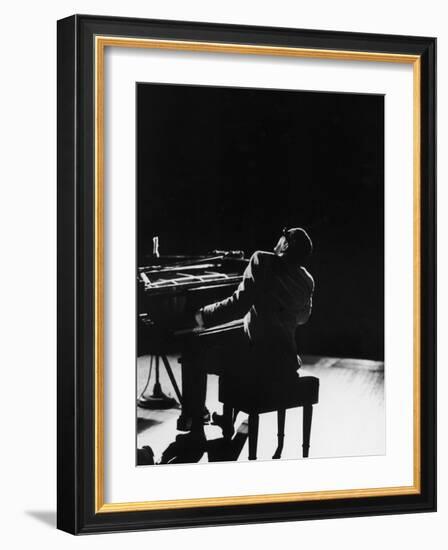 Blind Singer and Jazz Pianist Ray Charles Performing in Concert at Carnegie Hall-Bill Ray-Framed Premium Photographic Print