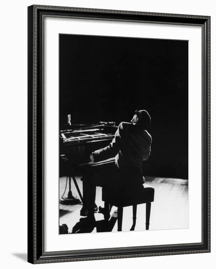 Blind Singer and Jazz Pianist Ray Charles Performing in Concert at Carnegie Hall-Bill Ray-Framed Premium Photographic Print