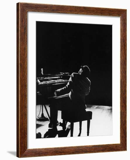 Blind Singer and Jazz Pianist Ray Charles Performing in Concert at Carnegie Hall-Bill Ray-Framed Premium Photographic Print