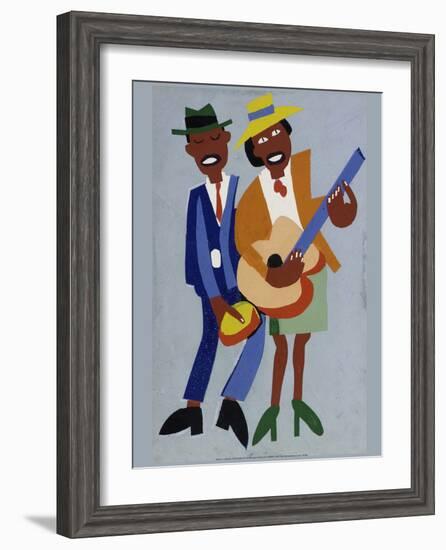 Blind Singer-William H^ Johnson-Framed Art Print