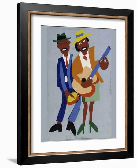 Blind Singer-William H^ Johnson-Framed Art Print