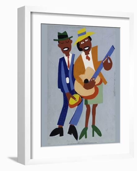 Blind Singer-William H^ Johnson-Framed Art Print