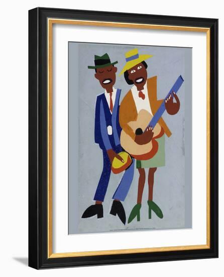 Blind Singer-William H^ Johnson-Framed Art Print