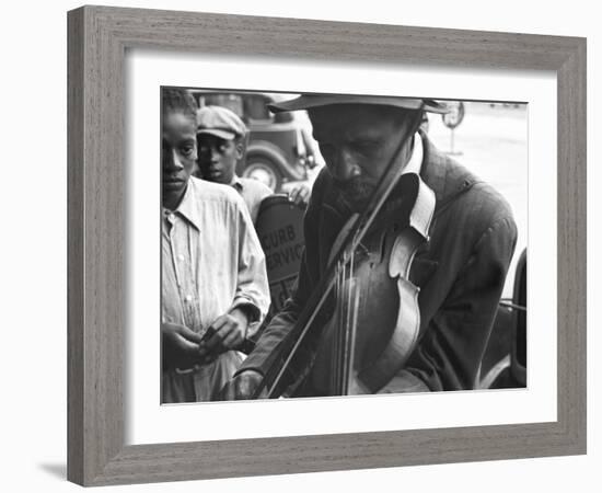 Blind Street Musician, West Memphis, Arkansas, c.1935-Ben Shahn-Framed Photo