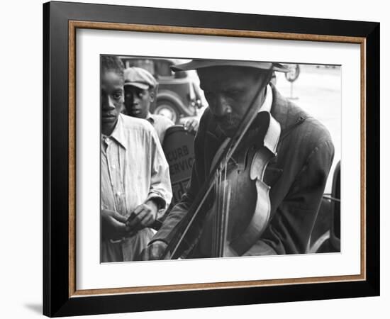 Blind Street Musician, West Memphis, Arkansas, c.1935-Ben Shahn-Framed Photo