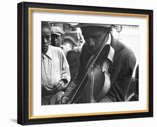 Blind Street Musician, West Memphis, Arkansas, c.1935-Ben Shahn-Framed Photo