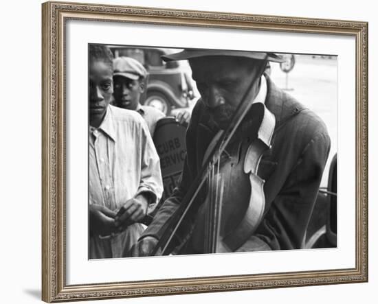 Blind Street Musician, West Memphis, Arkansas, c.1935-Ben Shahn-Framed Photo