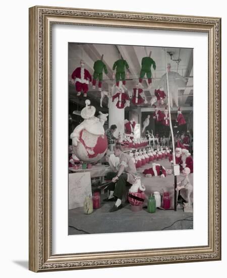 Bliss Display Corporation Employees Create Holiday Decorations in a Warehouse, New York, NY, 1958-Nina Leen-Framed Photographic Print