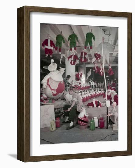 Bliss Display Corporation Employees Create Holiday Decorations in a Warehouse, New York, NY, 1958-Nina Leen-Framed Photographic Print