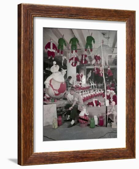 Bliss Display Corporation Employees Create Holiday Decorations in a Warehouse, New York, NY, 1958-Nina Leen-Framed Photographic Print