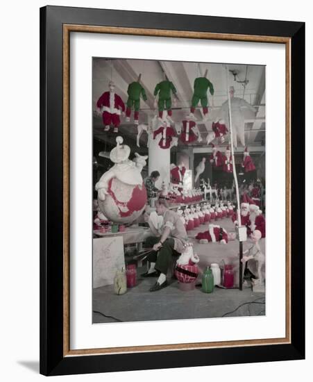 Bliss Display Corporation Employees Create Holiday Decorations in a Warehouse, New York, NY, 1958-Nina Leen-Framed Photographic Print