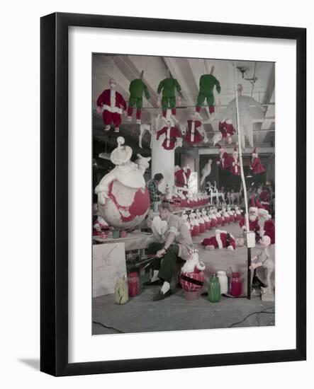 Bliss Display Corporation Employees Create Holiday Decorations in a Warehouse, New York, NY, 1958-Nina Leen-Framed Photographic Print