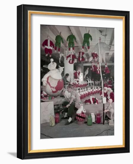 Bliss Display Corporation Employees Create Holiday Decorations in a Warehouse, New York, NY, 1958-Nina Leen-Framed Photographic Print