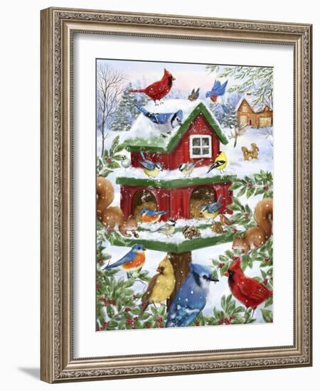 Blissful Bird Feeder-MAKIKO-Framed Giclee Print