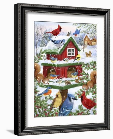 Blissful Bird Feeder-MAKIKO-Framed Giclee Print