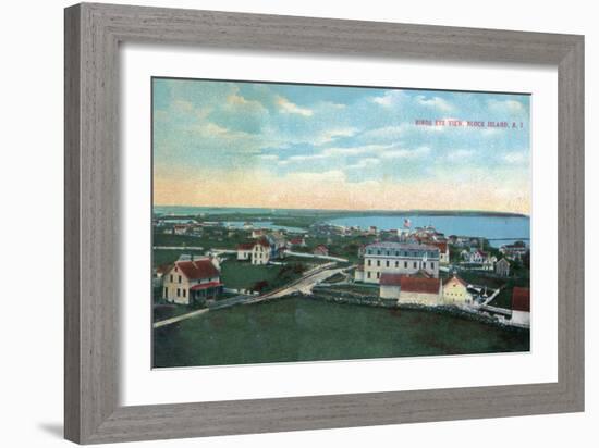 Block Island, Rhode Island - Aerial View of the Town-Lantern Press-Framed Art Print