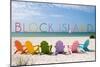 Block Island, Rhode Island - Colorful Beach Chairs-Lantern Press-Mounted Art Print