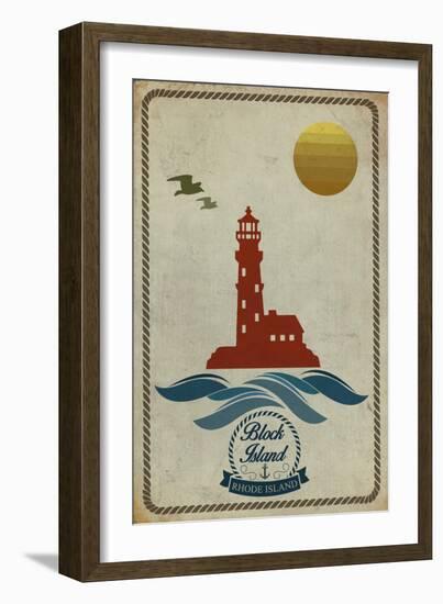 Block Island, Rhode Island - Lighthouse Icon-Lantern Press-Framed Art Print