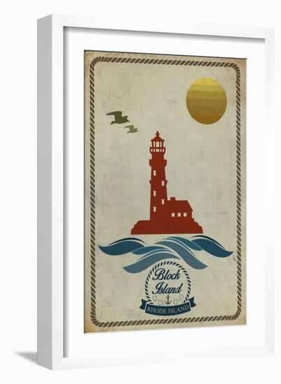 Block Island, Rhode Island - Lighthouse Icon-Lantern Press-Framed Art Print