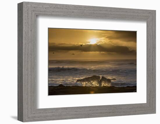 Block of Ice at Diamond Beach, Iceland, Sunrise-Niki Haselwanter-Framed Photographic Print