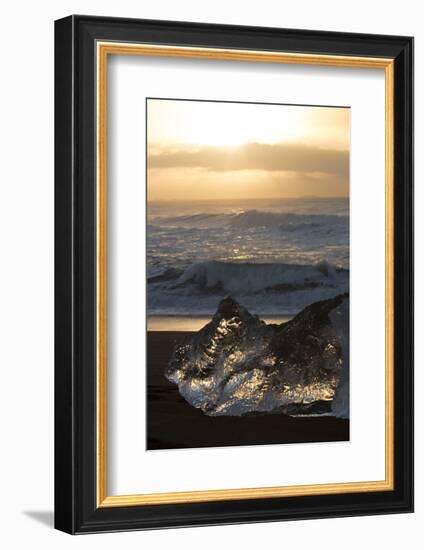 Block of Ice at Diamond Beach, Iceland, Sunrise-Niki Haselwanter-Framed Photographic Print