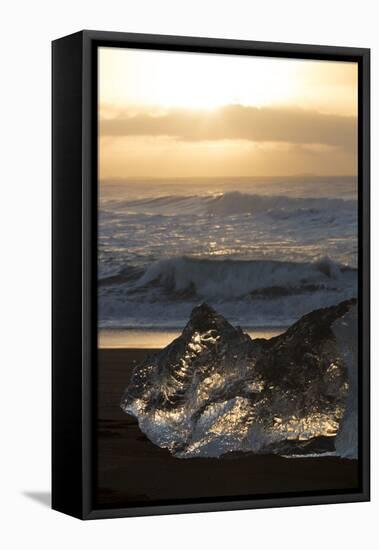 Block of Ice at Diamond Beach, Iceland, Sunrise-Niki Haselwanter-Framed Premier Image Canvas