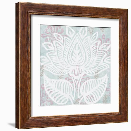 Block Print Lotus II-Leslie Mark-Framed Art Print