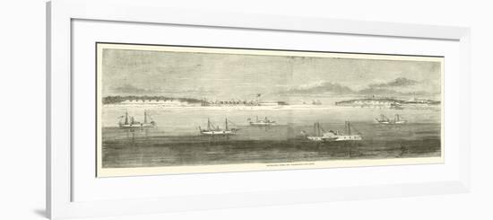 Blockading Fleet Off Wilmington, Old Inlet, October 1864-null-Framed Giclee Print