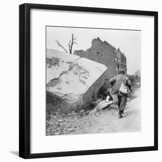 Blockhouse Destroyed by a Mine, Lomme, Near Armentières, France, World War I, C1914-C1918-Nightingale & Co-Framed Giclee Print