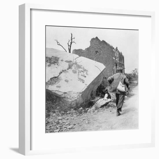 Blockhouse Destroyed by a Mine, Lomme, Near Armentières, France, World War I, C1914-C1918-Nightingale & Co-Framed Giclee Print