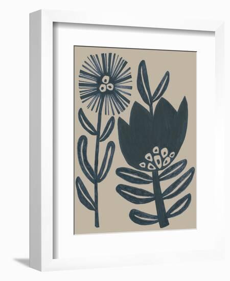 Blockprint Folk Flowers I-June Vess-Framed Premium Giclee Print