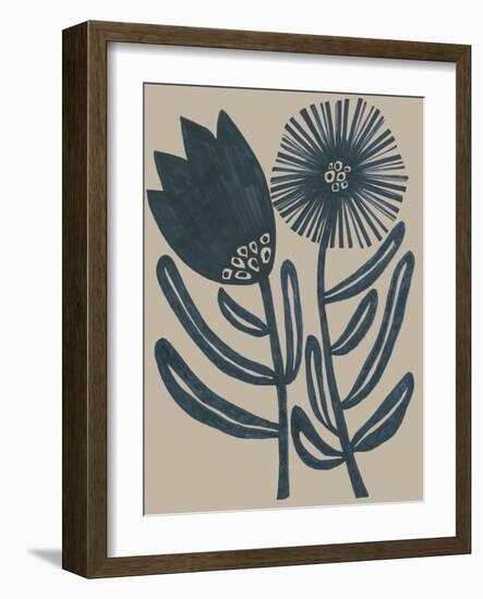 Blockprint Folk Flowers II-June Vess-Framed Art Print