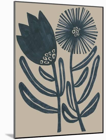 Blockprint Folk Flowers II-June Vess-Mounted Art Print