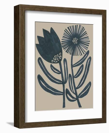 Blockprint Folk Flowers II-June Vess-Framed Premium Giclee Print