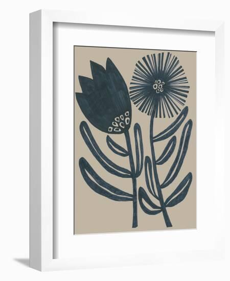 Blockprint Folk Flowers II-June Vess-Framed Premium Giclee Print