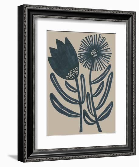 Blockprint Folk Flowers II-June Vess-Framed Premium Giclee Print