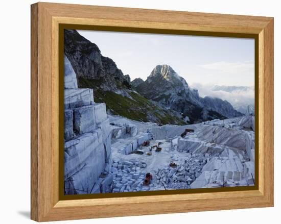 Blocks Being Cut in a Marble Quarry Used By Michaelangelo, Apuan Alps, Tuscany, Italy, Europe-Christian Kober-Framed Premier Image Canvas