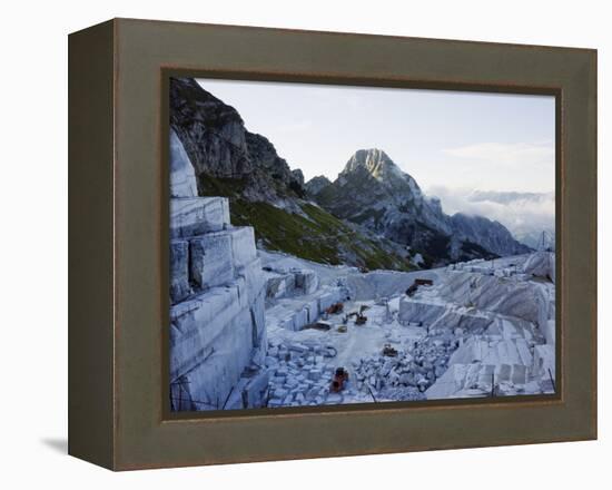 Blocks Being Cut in a Marble Quarry Used By Michaelangelo, Apuan Alps, Tuscany, Italy, Europe-Christian Kober-Framed Premier Image Canvas