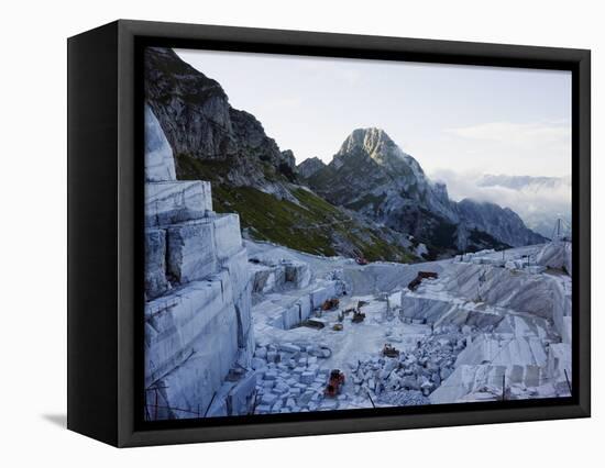 Blocks Being Cut in a Marble Quarry Used By Michaelangelo, Apuan Alps, Tuscany, Italy, Europe-Christian Kober-Framed Premier Image Canvas