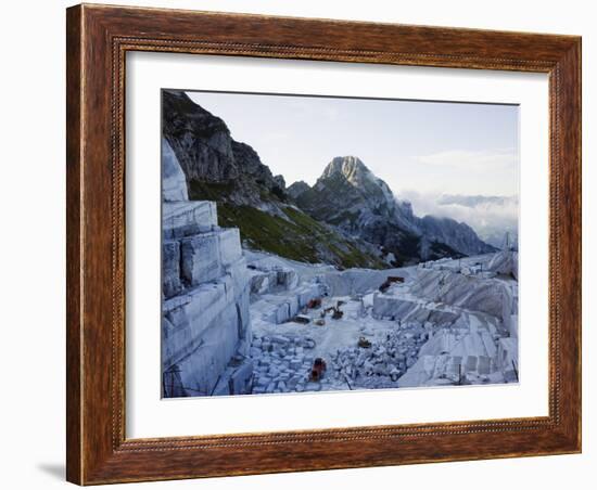 Blocks Being Cut in a Marble Quarry Used By Michaelangelo, Apuan Alps, Tuscany, Italy, Europe-Christian Kober-Framed Photographic Print