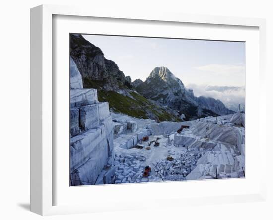 Blocks Being Cut in a Marble Quarry Used By Michaelangelo, Apuan Alps, Tuscany, Italy, Europe-Christian Kober-Framed Photographic Print