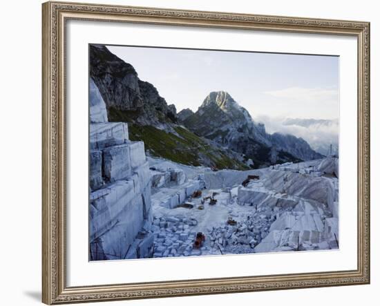 Blocks Being Cut in a Marble Quarry Used By Michaelangelo, Apuan Alps, Tuscany, Italy, Europe-Christian Kober-Framed Photographic Print