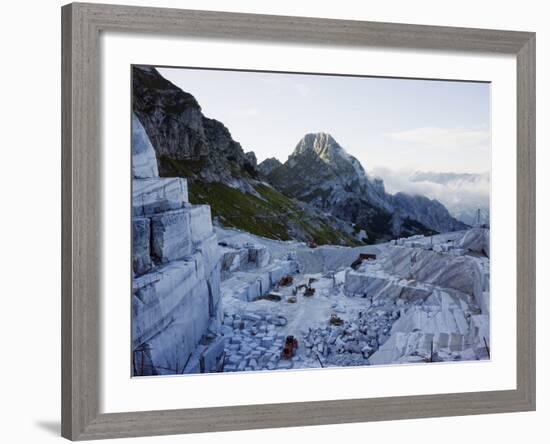 Blocks Being Cut in a Marble Quarry Used By Michaelangelo, Apuan Alps, Tuscany, Italy, Europe-Christian Kober-Framed Photographic Print